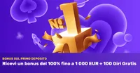 Bonus sul primo deposito 100 fino a 1000 eur 100 giri gratis
