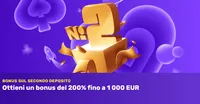 Bonus sul secondo deposito 200 fino a 1000 eur